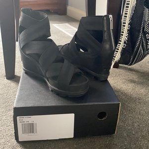 SOREL Black Joanie II strap wedges